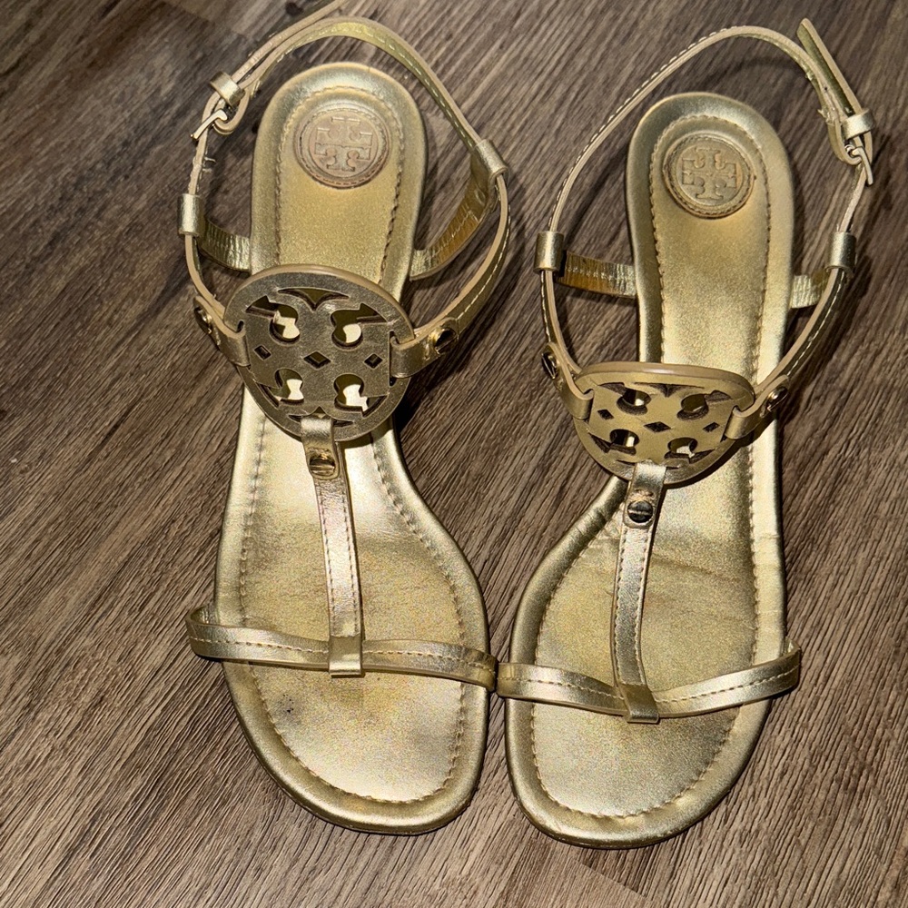 Tory Burch gold Miller Sandal Wedges size - 8.5M